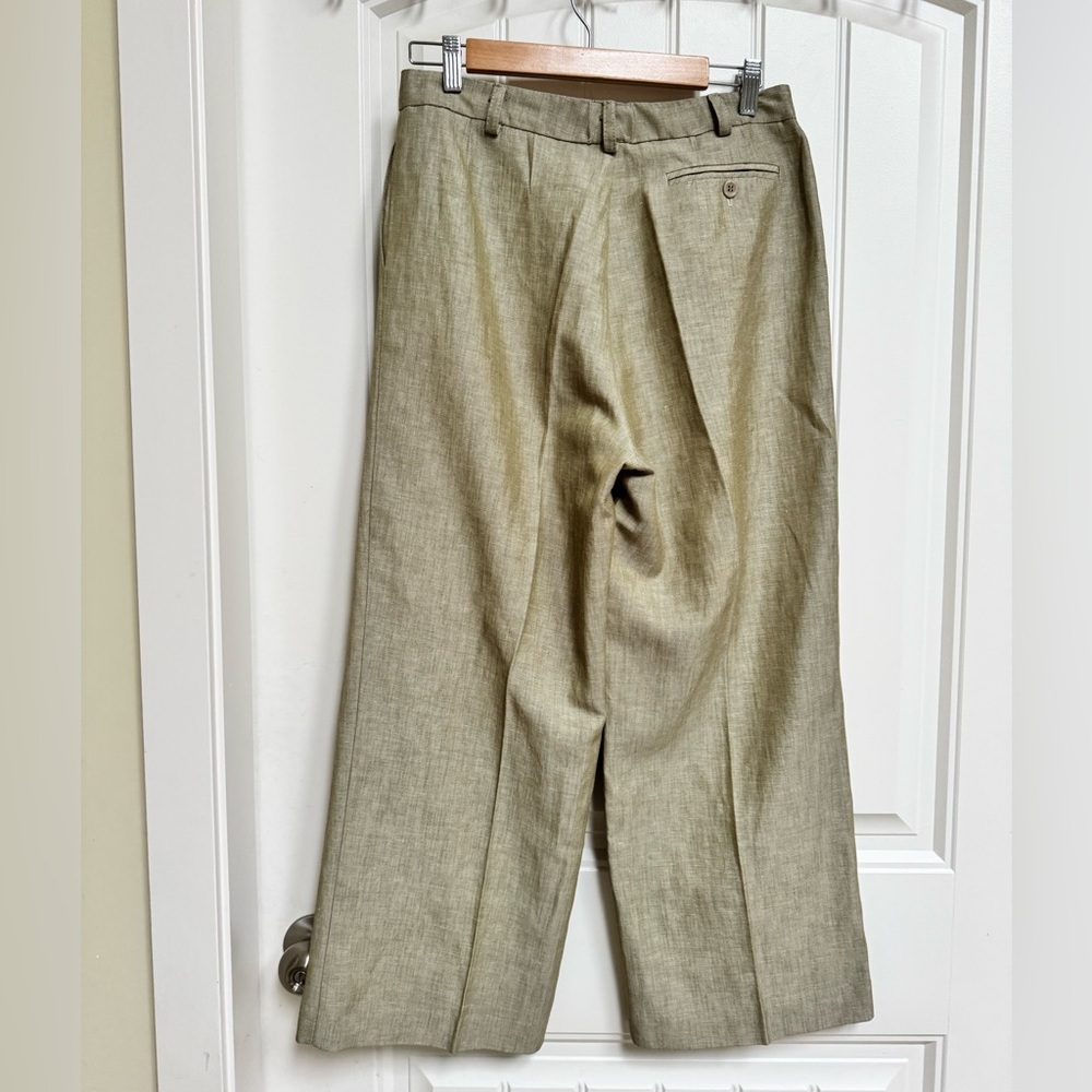 Vintage Current Light Khaki Linen Blend High Waist Wide Leg Cropped Pant. 30โ - Picture 4 of 7